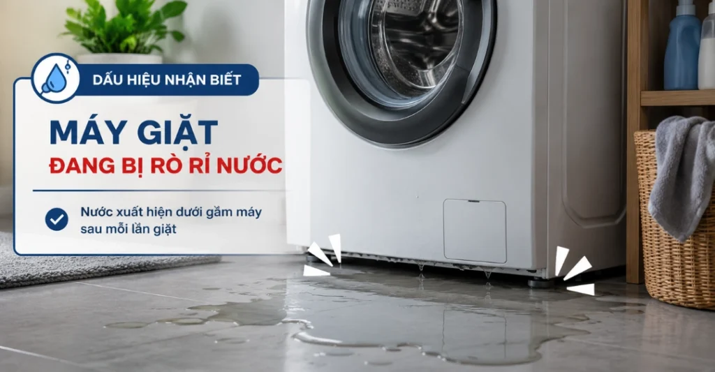Dấu hiệu máy giặt bị rò rỉ nước