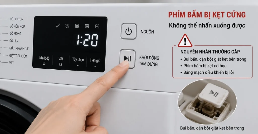 Phím bấm bị kẹt cứng