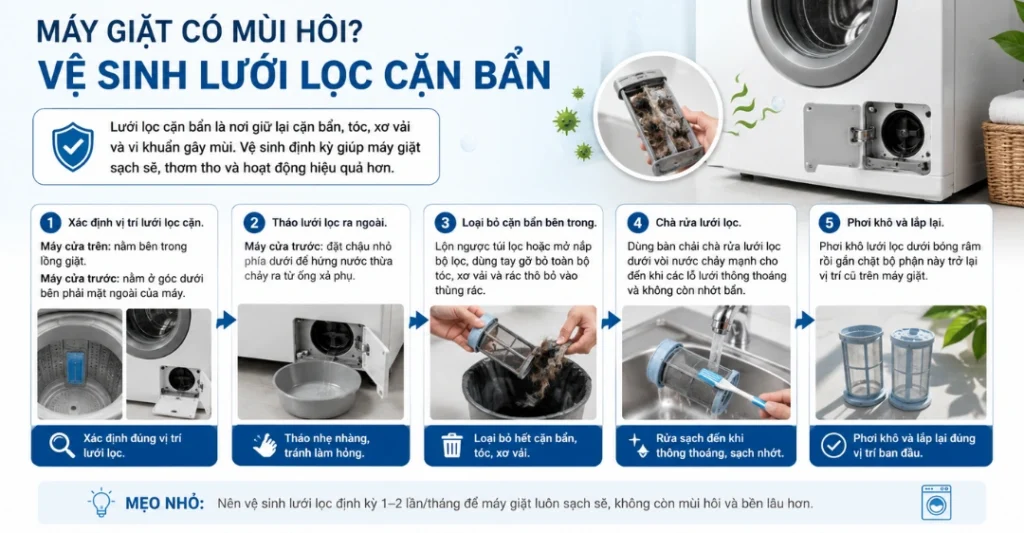 Vệ sinh lưới lọc cặn bẩn