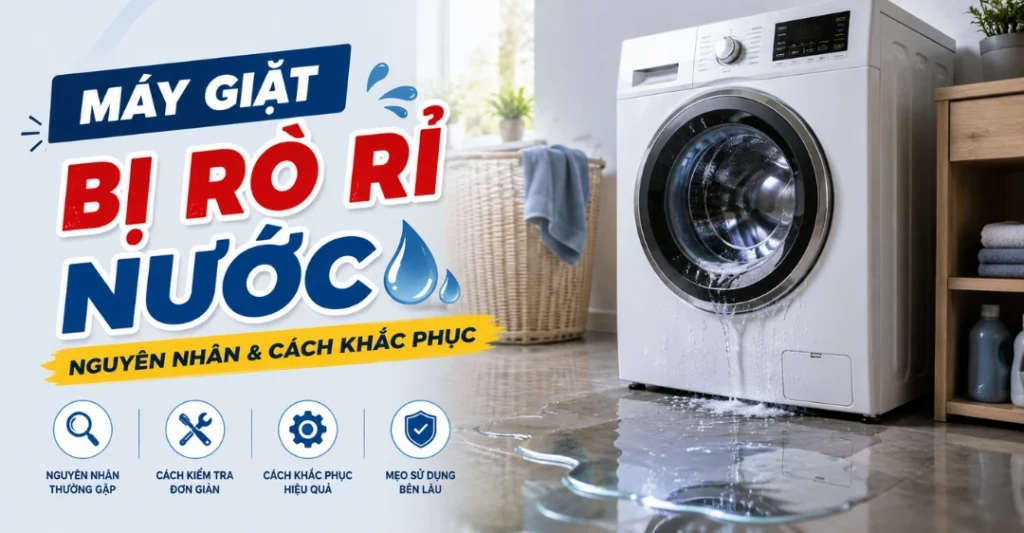 Nguyên nhân & cách khắc phục máy giặt bị rò rỉ nước