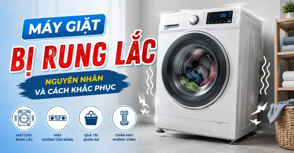 Máy giặt bị rung lắc mạnh, kêu to khi vắt khiến bạn lo lắng? Khám phá ngay 9 nguyên nhân phổ biến và cách tự khắc phục