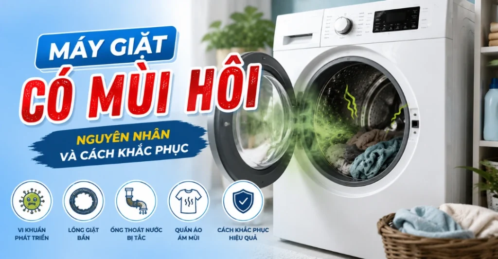 Nguyên nhân và cách xử lý máy giặt có mùi hôi