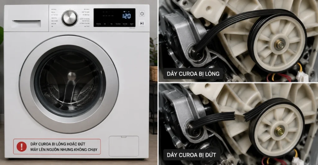 Dây curoa bị lỏng hoặc đứt