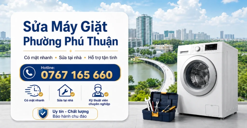 Sửa máy giặt Phường Phú Thuận uy tín, chuyên nghiệp tại Limosa. Kỹ thuật viên có mặt ngay sau 30 phút, báo giá minh bạch trước khi sửa, bảo hành dài hạn. Gọi ngay!