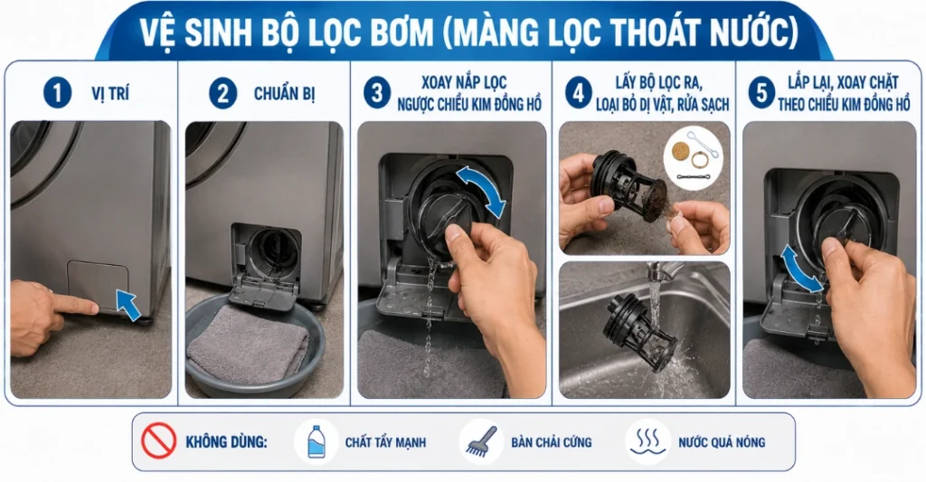 Vệ sinh bộ lọc bơm