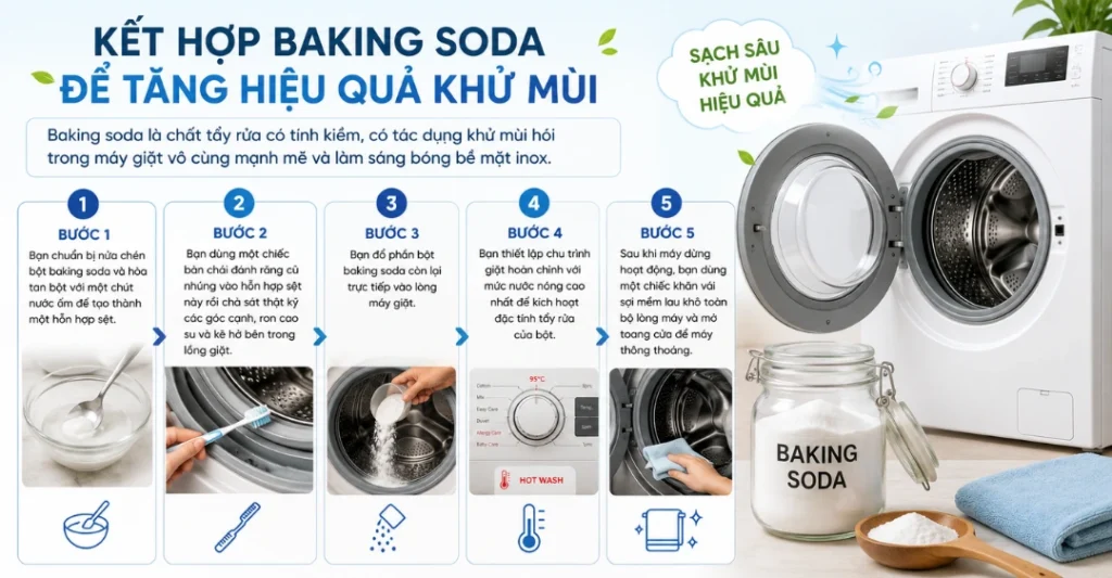 Kết hợp baking soda để tăng hiệu quả khử mùi