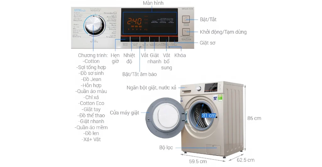 Hướng dẫn sử dụng máy giặt Midea cửa trước