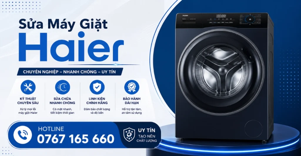 Dịch vụ sửa máy giặt Haier tại Trung tâm Sửa Máy Giặt Limosa cam kết có mặt nhanh chóng, linh kiện chính hãng và bảo hành dài hạn