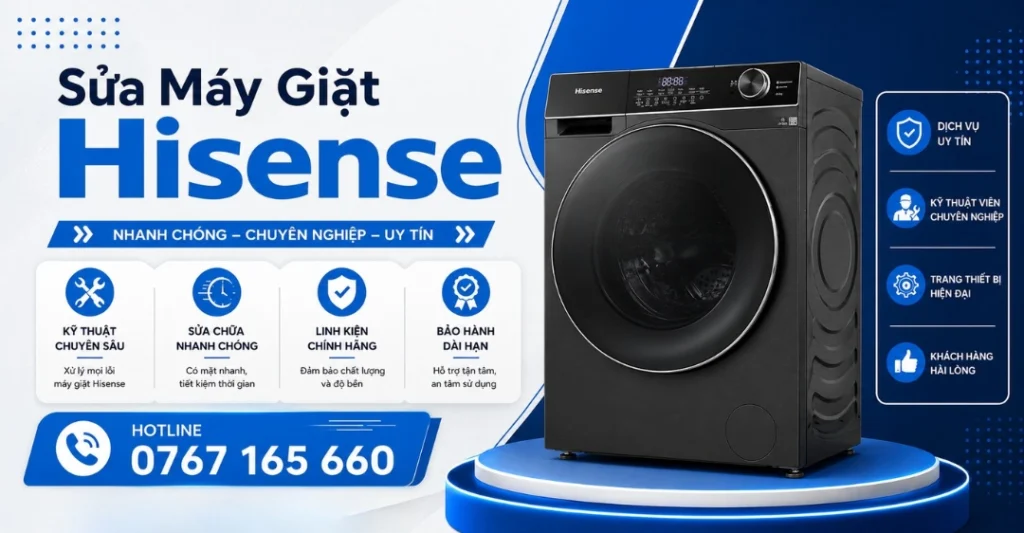 Dịch vụ sửa máy giặt Hisense chuyên nghiệp tại Sửa Máy Giặt Limosa, kỹ thuật viên am hiểu nhiều dòng máy