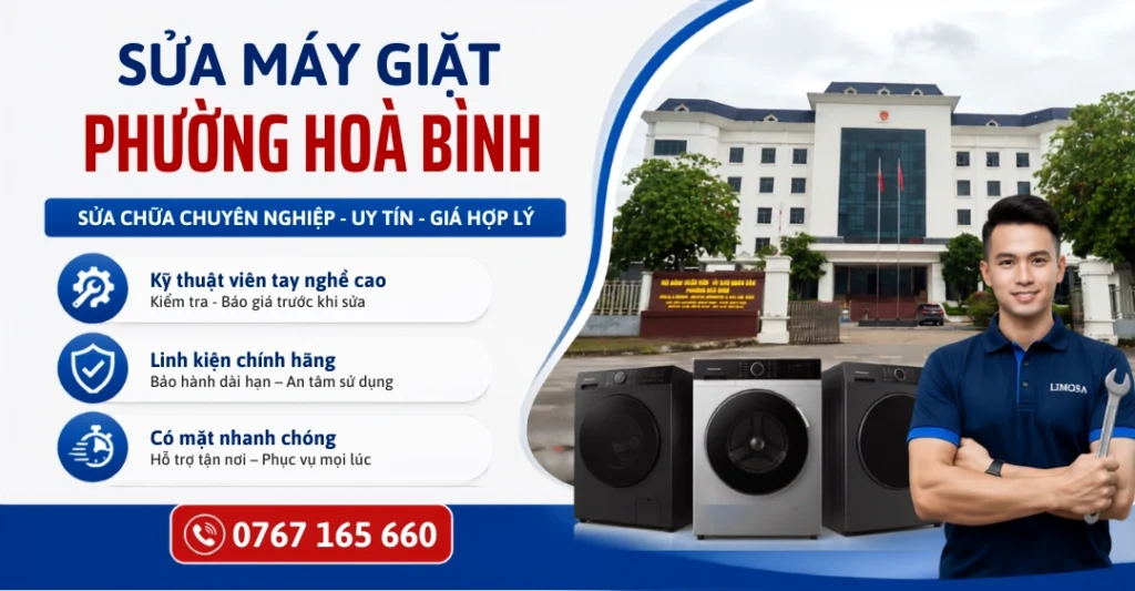 Dịch vụ sửa máy giặt Phường Hoà Bình của Trung tâm Limosa hỗ trợ kiểm tra nhanh chóng tại nhà