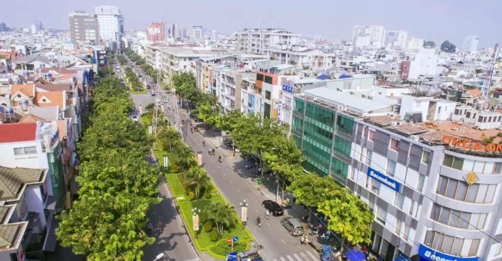 Toàn cảnh khu vực đường Phan Xích Long sầm uất thuộc phạm vi hỗ trợ sửa máy giặt quận Phú Nhuận của Sửa Máy Giặt Limosa