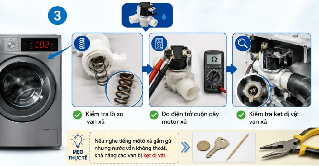 cách sửa lỗi C02 máy giặt Hitachi