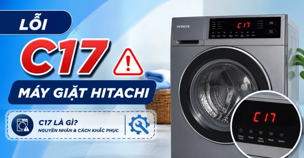 lỗi C17 máy giặt Hitachi