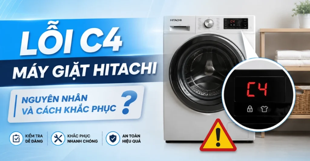 lỗi C4 máy giặt Hitachi