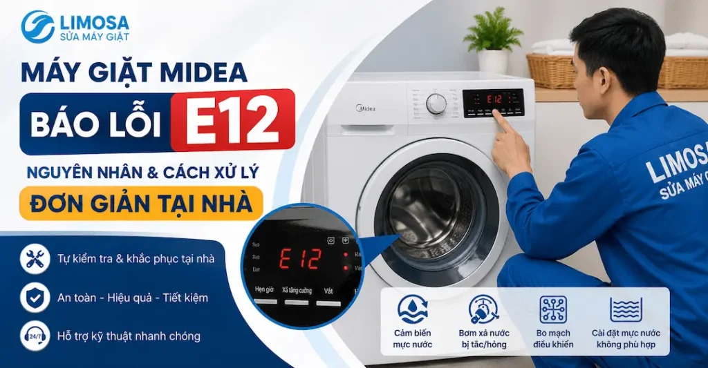 máy giặt Midea báo lỗi E12