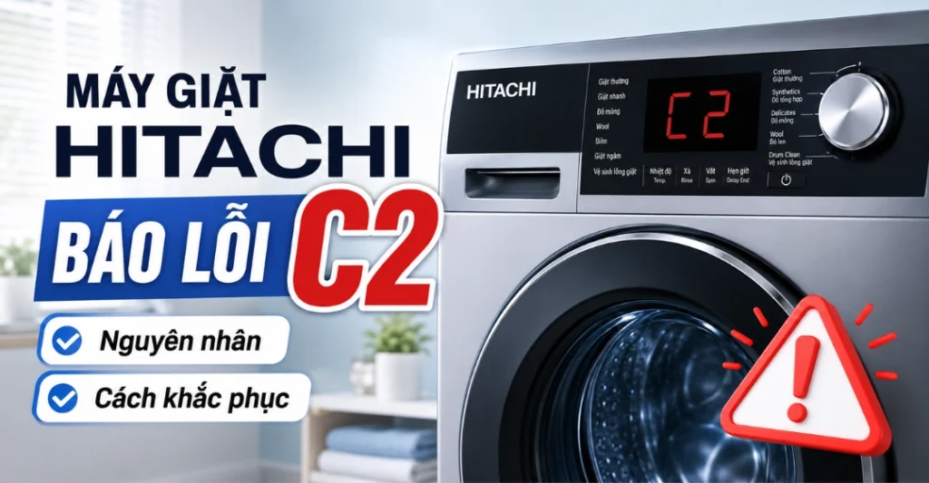 máy giặt Hitachi báo lỗi C2