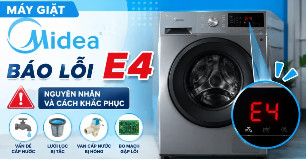 máy giặt Midea báo lỗi E4