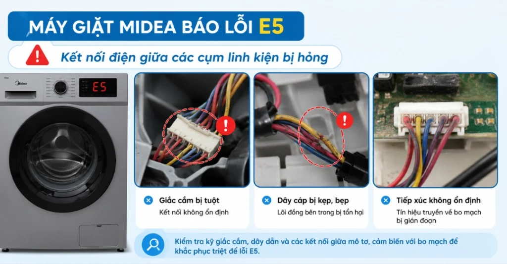 Kết nối điện giữa các cụm linh kiện bị hỏng