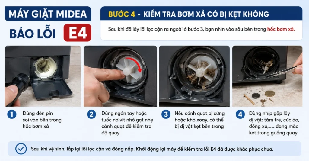 sửa chữa máy giặt Midea báo lỗi E4